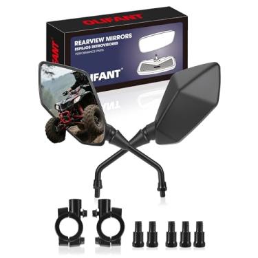 Imagem de Espelhos retrovisores laterais de motocicleta para scooter ciclomotor bicicleta suja moto de neve Go Kart EBike Cruiser adaptadores de 8 mm/10 mm e suporte de guidão de 7/20.3 cm, para Polaris