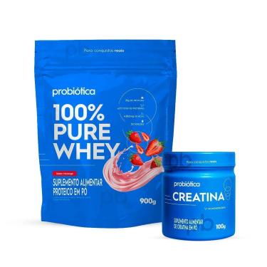 Imagem de Combo Whey Pure 900g Refil e Creatina 100g Probiótica Original-Unissex