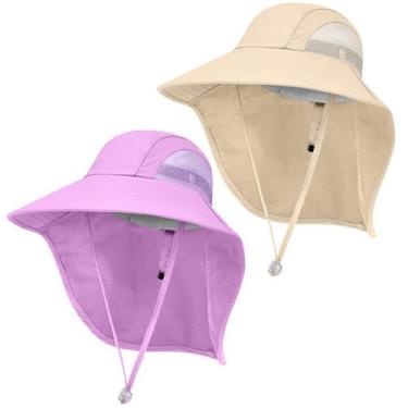 Imagem de Chapéu KIRAAT Kids Sun Hat, pacote com 2, UPF50+, aba de pescoço, 5-14
