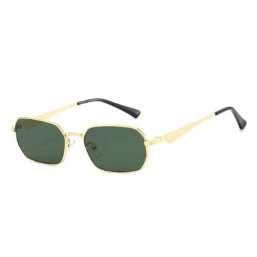 Imagem de Óculos de sol femininos de luxo, armação de metal, personalidade, retrô, tendência, masculino, UV400 (verde dourado)