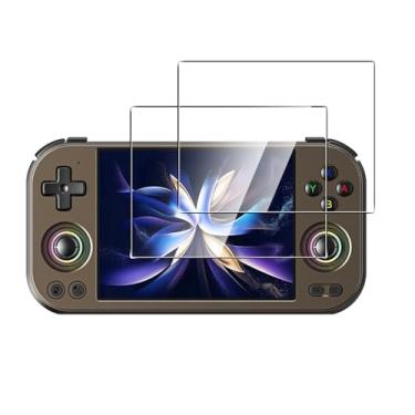 Imagem de Natbok Pacote com 2 protetores de tela compatíveis com Anbernic RG477M, filme de vidro temperado 9H de cobertura total, HD transparente resistente a arranhões, sem bolhas para protetor de tela retrô