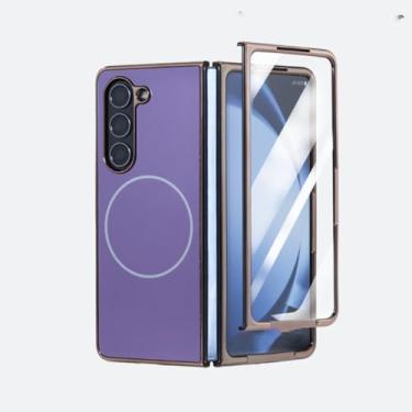 Imagem de Capa fina fosca fosca Ag para Samsung Galaxy Z Fold 6 5 4 3 5g Z Fold6, película protetora de tela com carregamento sem fio (para Galaxy Z Fold 6/roxa)