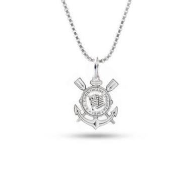 Imagem de Pingente Corinthians Escudo Mini em Prata 925 + Corrente Tamanho:60 cm-Unissex