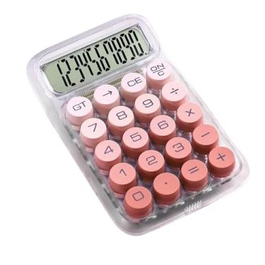 Imagem de Calculadora transparente rosa – ideal para finanças comerciais e uso escolar, portátil com tapete antiderrapante
