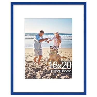 Imagem de decorUhome Porta-retrato de 40,6 x 50,8 cm, exiba imagens 28 x 35 cm com tapete ou 40 x 50 cm sem tapete, moldura de pôster para pendurar na parede, azul royal, 1 pacote