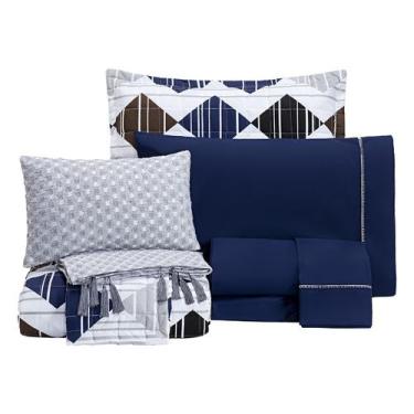 Imagem de Kit Enxoval Holanda 100 algodão Dupla Face Bordado Queen 9 Peças - Vit