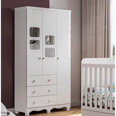 Imagem de Guarda Roupa Uli 3 Portas 3 Gavetas Branco - Móveis Peroba