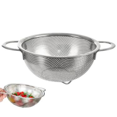 Imagem de Escorredor Inox Macarrao Massa Legumes Fruta Verdura Salada Versatil P