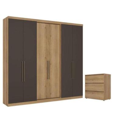 Imagem de Guarda Roupa Casal Passione Ultra 6 Portas Capuccino Cacau E Cômoda Ga