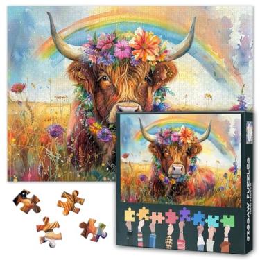 Imagem de Highland Cow Puzzles for Adults 1000 Pieces, Rainbow and Field Field Hard Challenging Family Puzzle, Cute Animal Jigsaw Puzzles, Puzzle Game for Men Boys Gift (50.5x70.5cm)