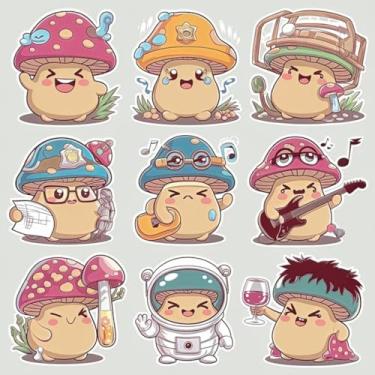 Imagem de Adesivo Decorativo Kawaii para Quarto e Caderno - Personagens, Emojis e Animais Coloridos 50x50cm