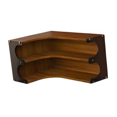 Imagem de SiaBiced Prateleira de Canto para Mesa, Elegante Organizador de de Madeira com Dois Níveis, Ideal para Despensa, Restaurante, Casa E Sala de Jantar, Cor de nogueira
