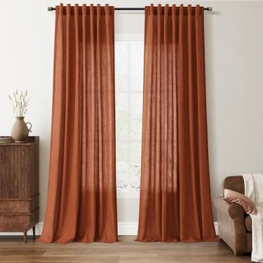 Imagem de Nanspring Cortinas de linho de 250 cm de comprimento para sala de estar, conjunto de 2 painéis, casa de fazenda, boho, privacidade, filtro de luz, gancho traseiro, cortinas, semitransparentes, para