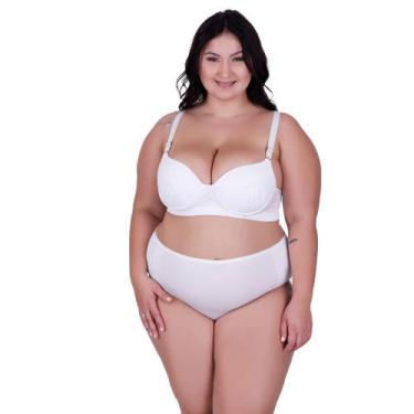Imagem de Conjunto Sutiã e Calcinha Lingerie Plus Size Cós Alto com Detalhe de R
