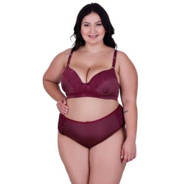 Imagem de Conjunto Sutiã e Calcinha Lingerie Plus Size Cós Alto com Detalhe de R