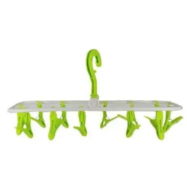 Imagem de Varal De Roupas Íntimas Dobrável 12 Prendedores Mini - FUXING, Verde