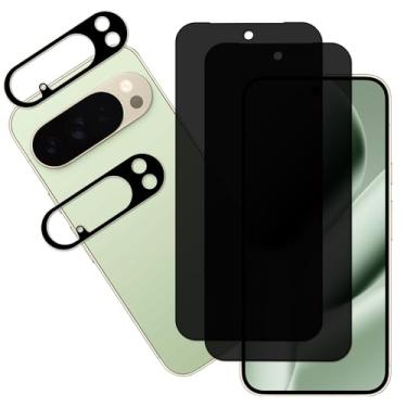 Imagem de HKKAIS Protetor de tela de privacidade projetado para Google Pixel 10 Pro filme de vidro temperado privado anti-espião pacote com 2 películas protetoras de lente de câmera pacote com 2