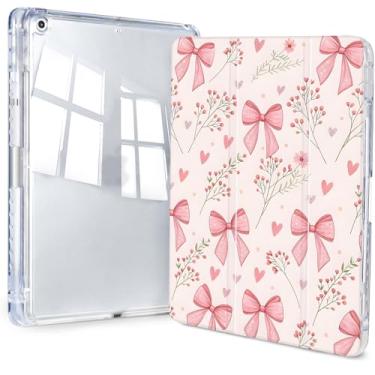 Imagem de Jngnpn Capa para iPad 9ª/8ª/7ª geração, 10,2 polegadas (versão 2021/2020/2019), capa transparente fina e tripla traseira transparente com suporte para lápis e capa hibernar/despertar automática