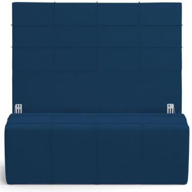 Imagem de Kit Cabeceira Cama Box Casal 140cm Com Calçadeira Roma W01 Suede Azul Marinho - Lyam