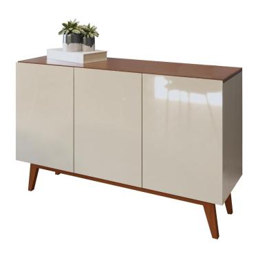 Imagem de Buffet Aparador Ares 3 Portas Off White Com Freijó - Moveisaqui