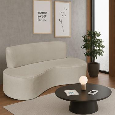 Imagem de Sofá Curvo 2 Lugares Sala De Estar Recepção Escritório Amsterdã 140cm Corano - Amarena Móveis Cor Bege