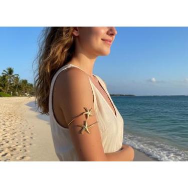 Imagem de Bracelete Braço Boho Chic Estrelas do Mar Ajustável  Estilo e Elegânci