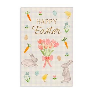 Imagem de Stupell Industries Arte de parede em tela de compilação de primavera macia feliz Páscoa, design de Juliet Meeks, 61 x 40 cm