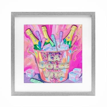 Imagem de Stupell Industries Impressão emoldurada branca champanhe La Dolce Vita sob vidro, design de Jess Stempel, 40,6 x 40,6 cm