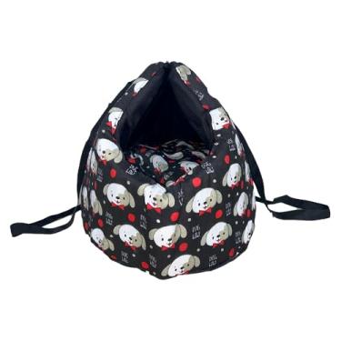 Imagem de Dog Bolsa de Transporte 2 em 1 Amora Pop, Cama Iglu Pet Impermeável, Avelã com Estampa (Preto)
