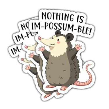 Imagem de (3 peças) Adesivo Nothing is Im-Possum-Ble, adesivos engraçados de para-choque de gambá, adesivo de citação motivacional, adesivos de vinil à prova d'água para laptop, garrafa de água, copo, capa de