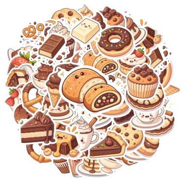 Imagem de 35 peças de adesivos de sobremesas, doces, comida, adesivos, brinquedo, adorável, pacote de adesivos para laptop, bagagem, scrapbook, diário, caderno, bagagem, copo de celular