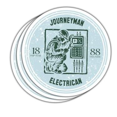 Imagem de Adesivo de eletricista Journeyman (3 peças) Decalque de vinil impermeável para carros, caminhões, laptops, telefones, janelas e para-choques, adesivo durável para caixa de ferramentas de eletricista