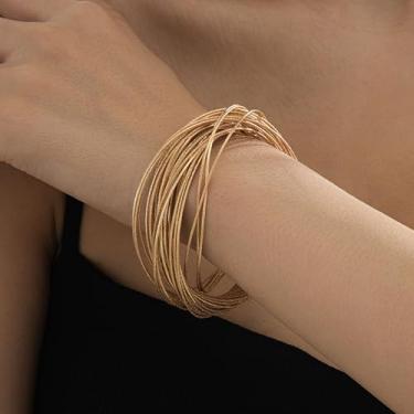 Imagem de Pulseira de ouro grosso para mulheres, pulseiras grossas de prata, pulseiras douradas, joias de amizade, presentes de Natal para mulheres, Medium, Latão, Sem Pedra Preciosa