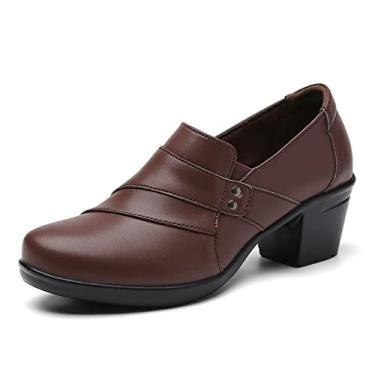 Imagem de IUY Mocassins femininos casuais confortáveis sapatos femininos mocassins e slip-ons trabalho escritório elegante sapatos de negócios, Marrom, 40