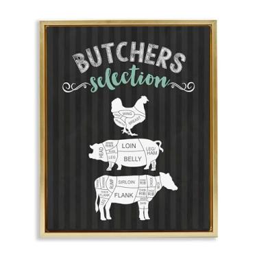 Imagem de Stupell Industries Butchers Selection Animal Sections Brown Framed Floater Canvas Wall Art, design por Lettered and Lined, 21 x 17