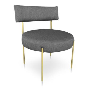 Imagem de Poltrona Aimê Linho Grafte Estrutura Redonda De Ferro