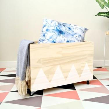Imagem de Caixote Organizador com Rodas 30x30x50cm - Cesto Organizador de Brinquedos e Roupas - Madeira Pinus(CX028)