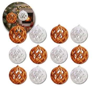 Imagem de Kit 12 Bolas de Natal Enfeites Decoração Natalina Árvore - 6 Douradas e 6 Brancas