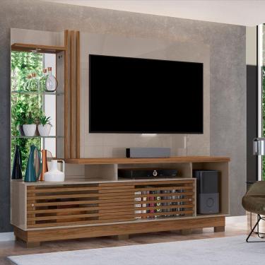 Imagem de Estante De Tv 60 Pol 200cm Com Pé Sala De Estar Lumari Fendi-naturale M20 - D'rossi