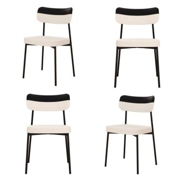 Imagem de Cadeira Mynna Fixa C/4 Pes 525 X 470 X 790 Mm C/4 Un. Crt.palha/courino Preto Crt Palha/courino Preto