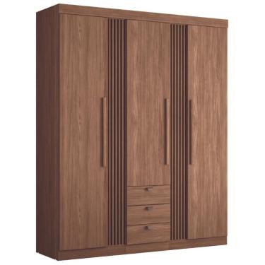 Imagem de Guarda Roupa Solteiro 3 Portas Ripado Lens Jatobá