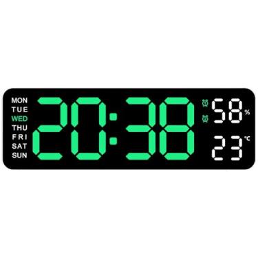 Imagem de Para casa ou escritório, relógio de LED grande com moldura de plástico, tela HD de 22 cm, alimentado por USB, recurso de alarme duplo, montável na parede