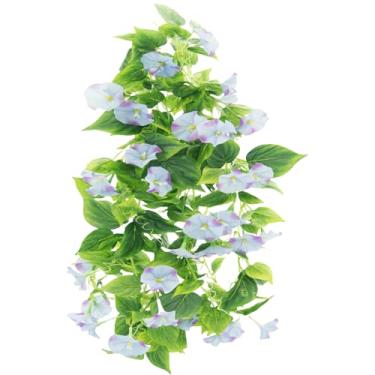 Imagem de FERIAL Vinhas artificiais, guirlanda de flores de seda de 4,5 m para ambientes externos, videira azul da manhã, flores artificiais, guirlanda, planta verde falsa, 2 peças para decoração de banquetes