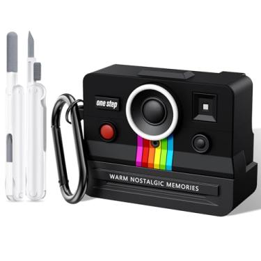 Imagem de QINGQING Compatível com AirPods AirPods Pro 2, capa de silicone com design retrô para câmera, resistente a choques, proteção total para AirPods Pro 2ª e 1ª geração (preta, Airpods Pro 2ª/1ª)