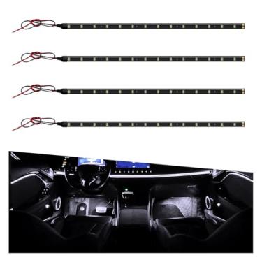 Imagem de DUSCOKE 4 peças DC 12 V impermeável faixa de luz LED para carro, 30 cm/1 pés 3528 15SMD tira de luz inferior da carroçaria com fio de 9 polegadas, luz de decoração interior de veículo para carrinho de