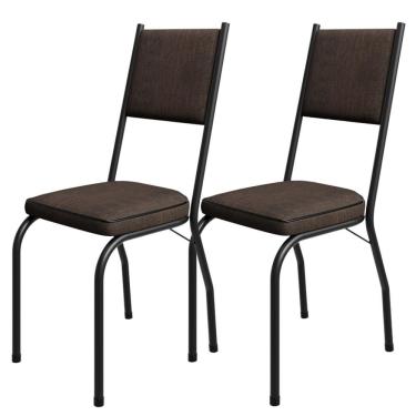 Imagem de Kit 2 Cadeiras Tubular Europa 258 Preto Assento Madeira Imbuia Artef Madeira Imbuia