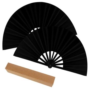 Imagem de 2 peças de botas no chão, leques de mão grandes pretos para dança em linha, ventiladores portáteis dobráveis de estourar, decorações artesanais para festa de casamento, presente para entusiastas de