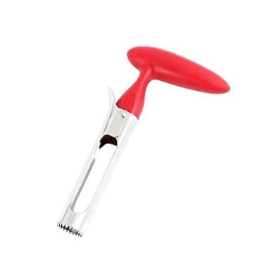 Imagem de Ferramenta de remoção de núcleo de peras de maçã de aço inoxidável, removedor de fruta, separador de semeadora, faca de cozinha e vegetais (vermelho)