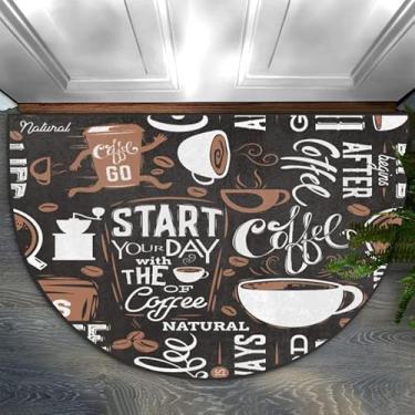 Imagem de Start Your Day with The of Coffee Half Round Capacho Outdoor Indoor Antiderrapante Semi Círculo Tapete de Banheiro Durável Lavável Meia Lua Tapete para Cozinha, Porta da Frente, Pátio, Decoração de