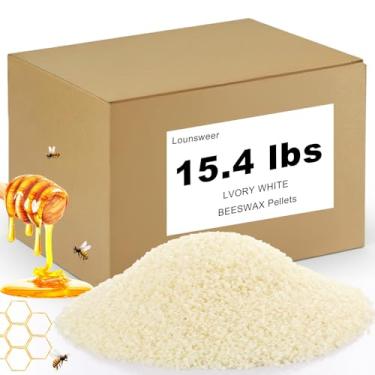 Imagem de Lounsweer 7 kg de cera de abelha branca marfim para fabricação de velas, corpo, faça você mesmo, protetor labial, sabão e loção suprimentos